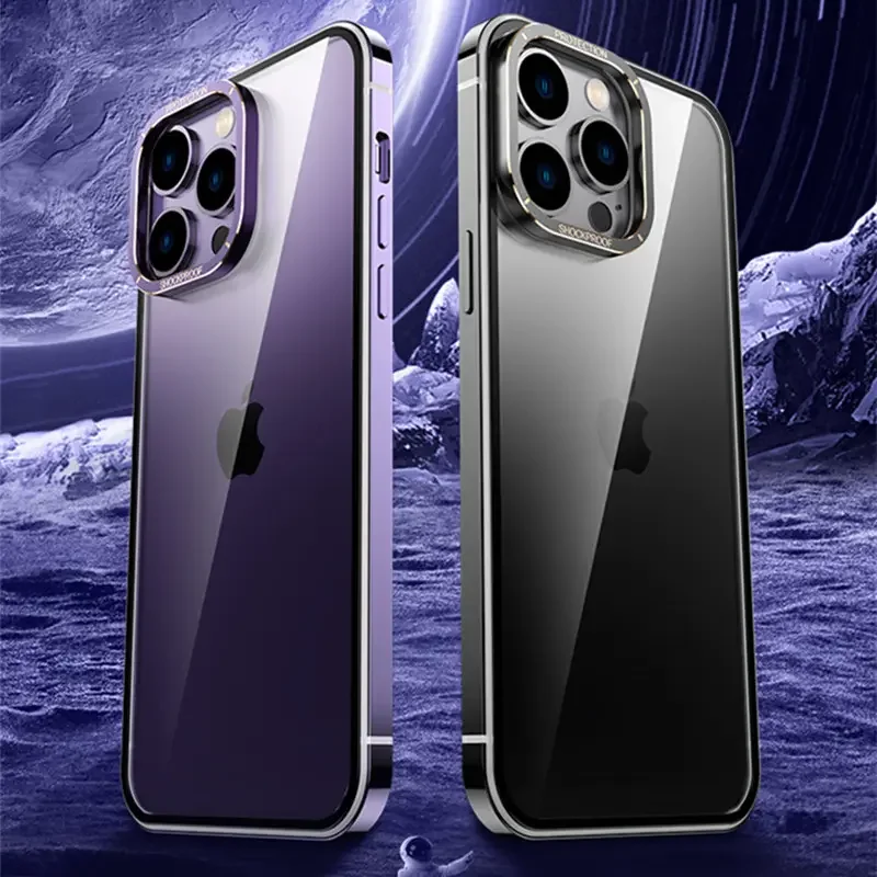 

Чехол Magsafe с металлической рамкой для iphone 15 Pro Max, Магнитный чехол для iphone 15 Pro, прозрачная задняя крышка с беспроводной зарядкой