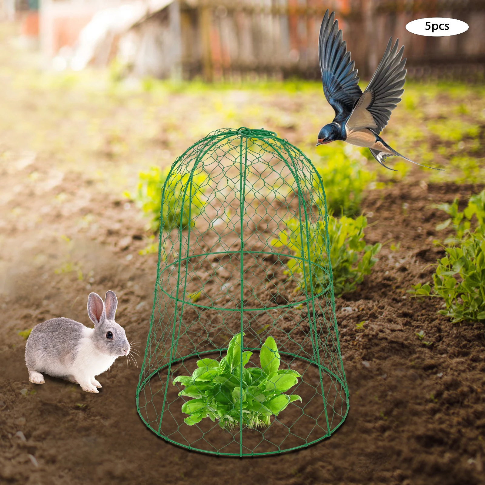 

Garden Chicken Wire Cloche, Plant Protector and Cover, Strong and Not Easy to Deform, 12.99 in Diameter x 15.75 in, 5 Packs