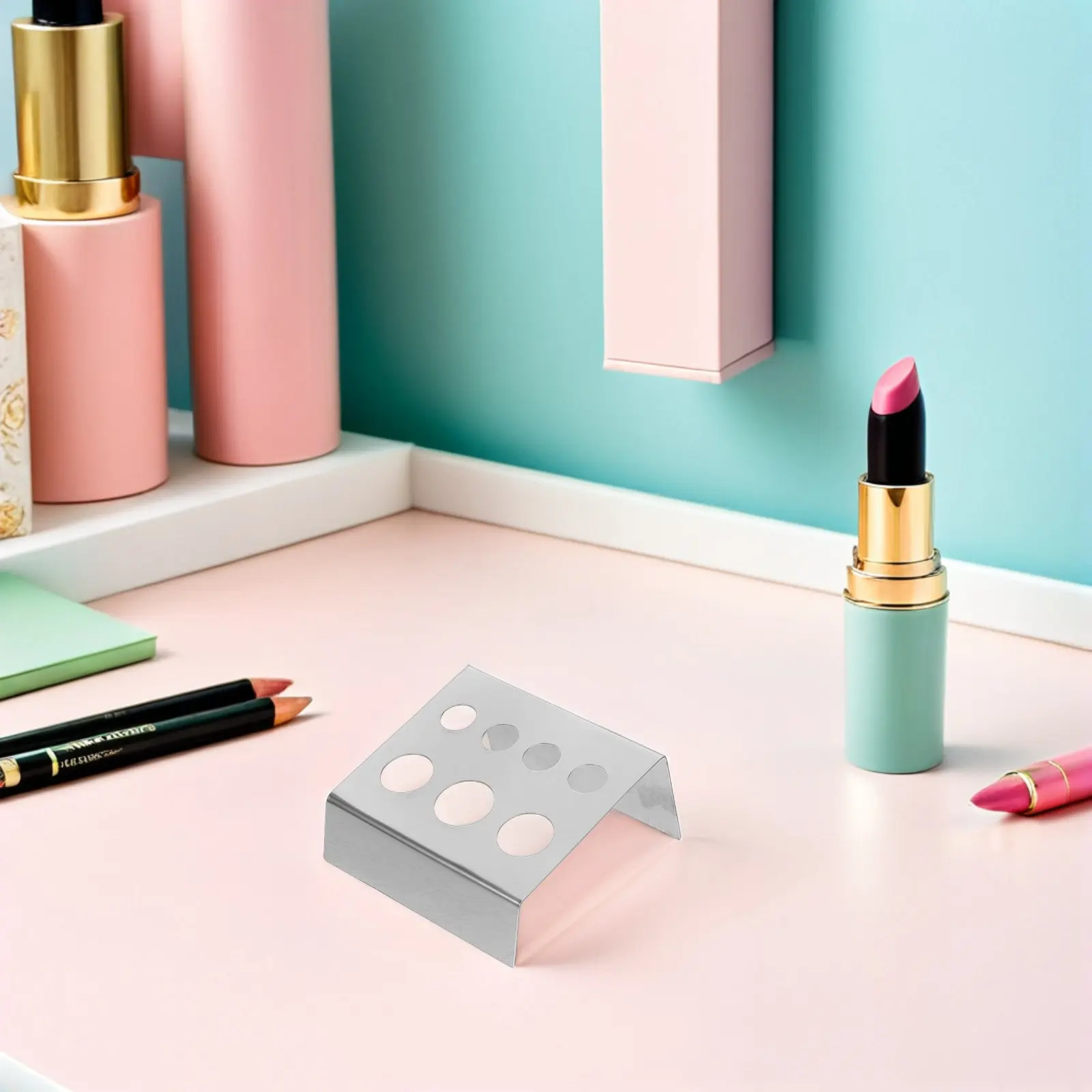 

6Pcs Premium Stainless Steel Tattoo Pigment Ink Cup Holder 7-Slot Rack Stable Spill-Proof Design Modern Minimalist Workspace