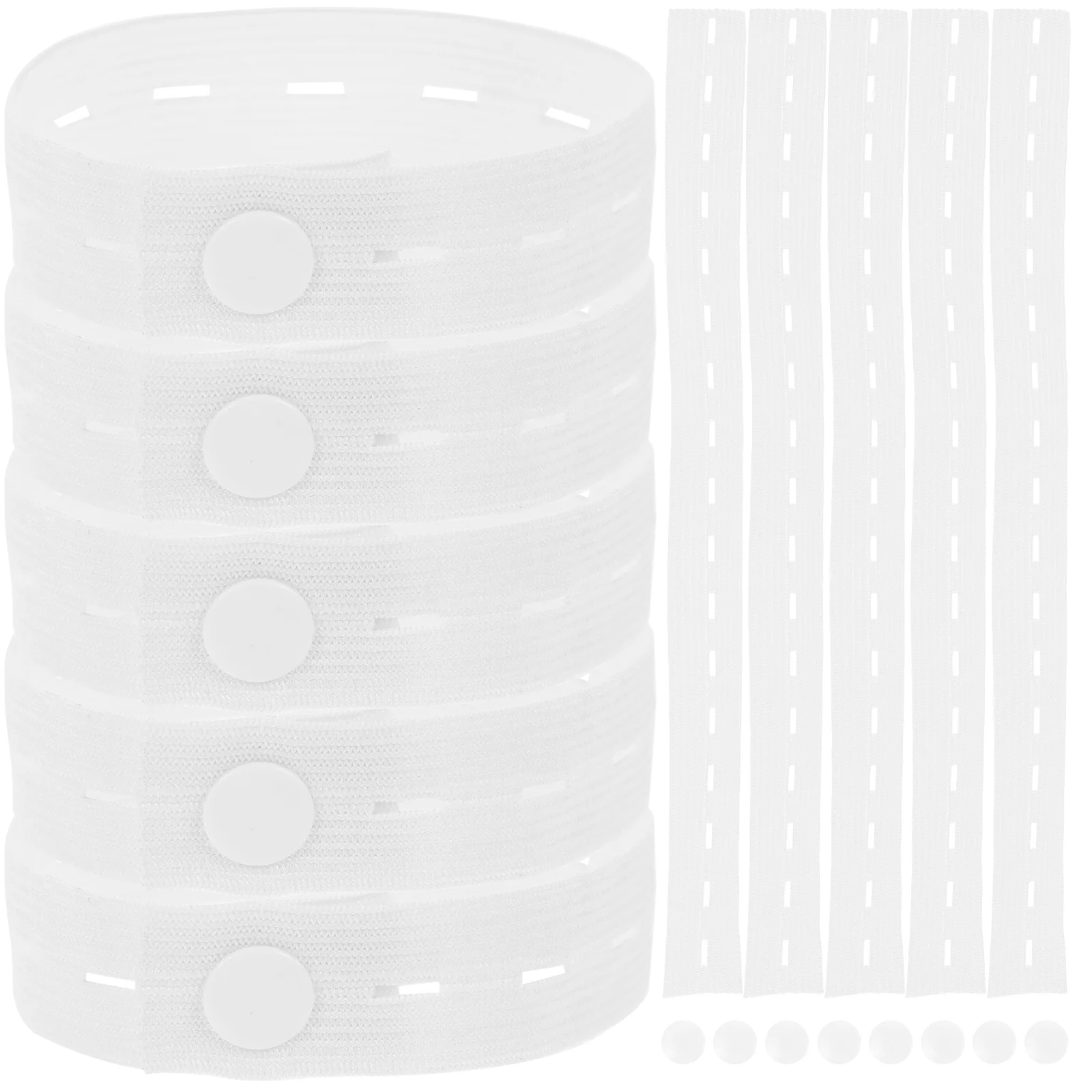 

50 Pcs Snap Clothes Storage Belt Hangers Straps Button Organizers for Bedroom Travel Elastic Band with Holes