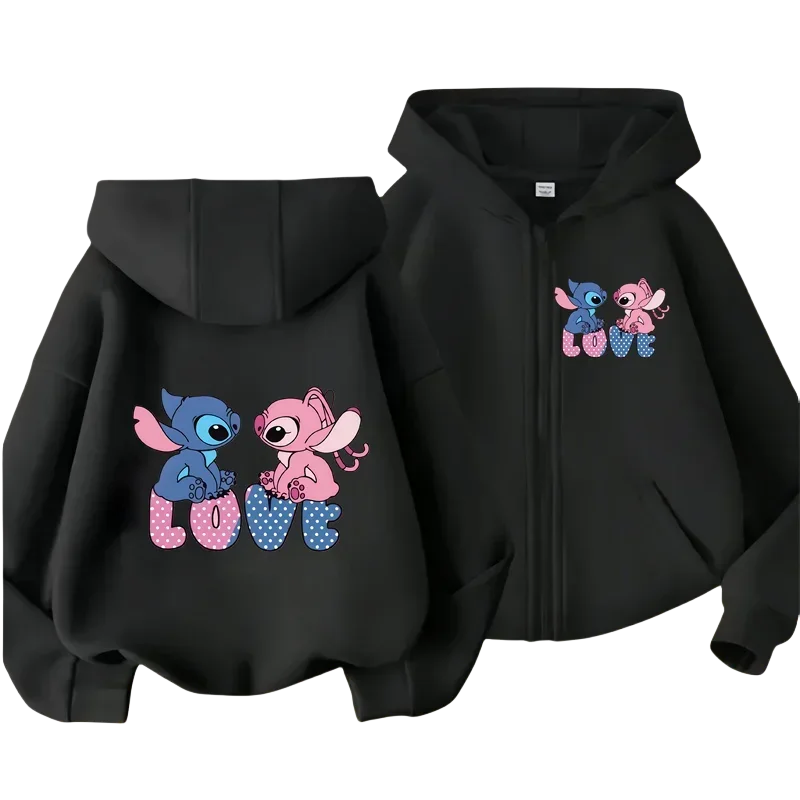 90s Fashion Anime Stitch Hoodie Children Cartoon Clothes Kid Girl Boy Lilo and Stitch Sweatshirt Manga Hoody Baby Casual Top