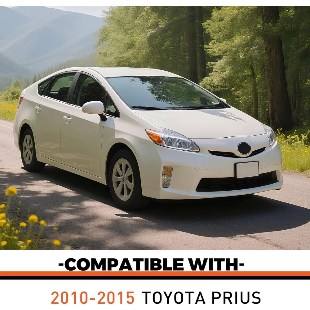 ECOTRIC Full Set Seat Covers for 2010-2015 Toyota Prius in Black Synthetic Leather with Headrest and B-Pillar Protection