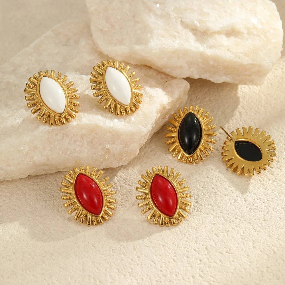 

2Pc Women's Personalized Stainless Steel Hypoallergenic Stud Earrings, Stylish, Simple, Punk Style, Versatile for Everyday Wear