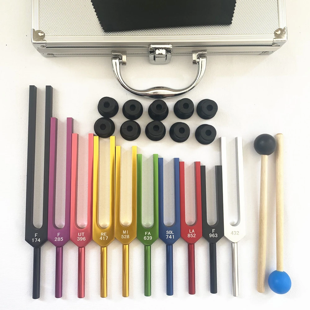 Multicolor Tuning Forks Set, liga de alumínio, Chakra Profissional, Sound Healing, Meditação, Terapia Diapason, 10pcs