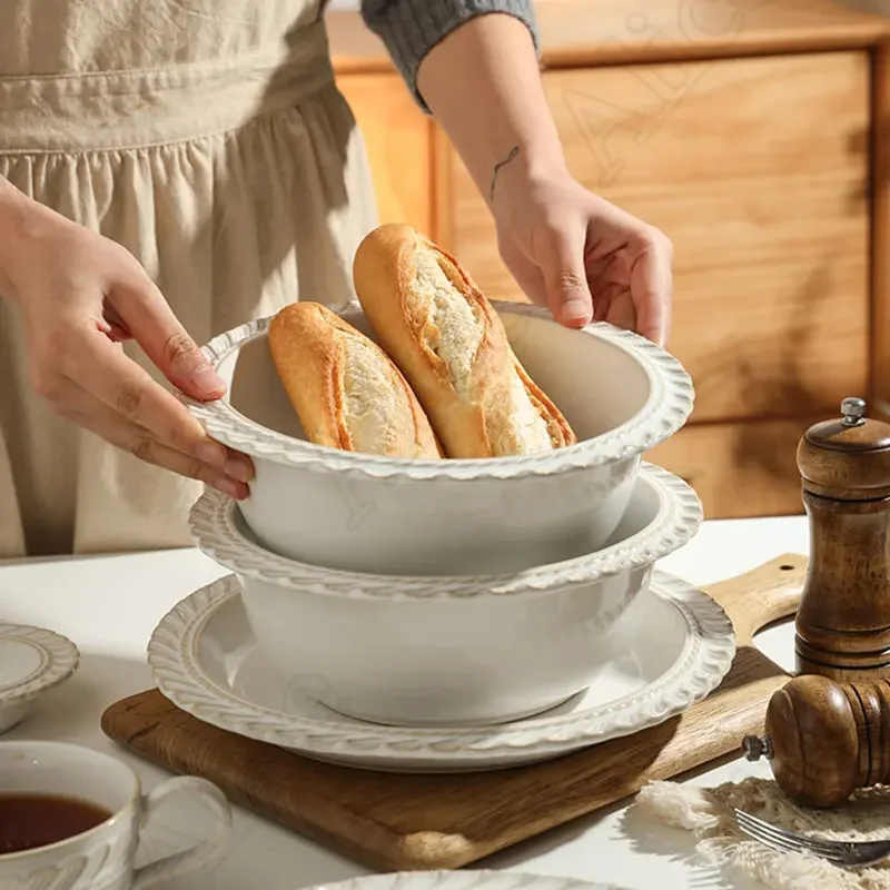 Platos  cerámica  plumas  Ángel PARA CENA, vajilla creativa  estilo nórdico, platos  postre  alivio francés Vintage,