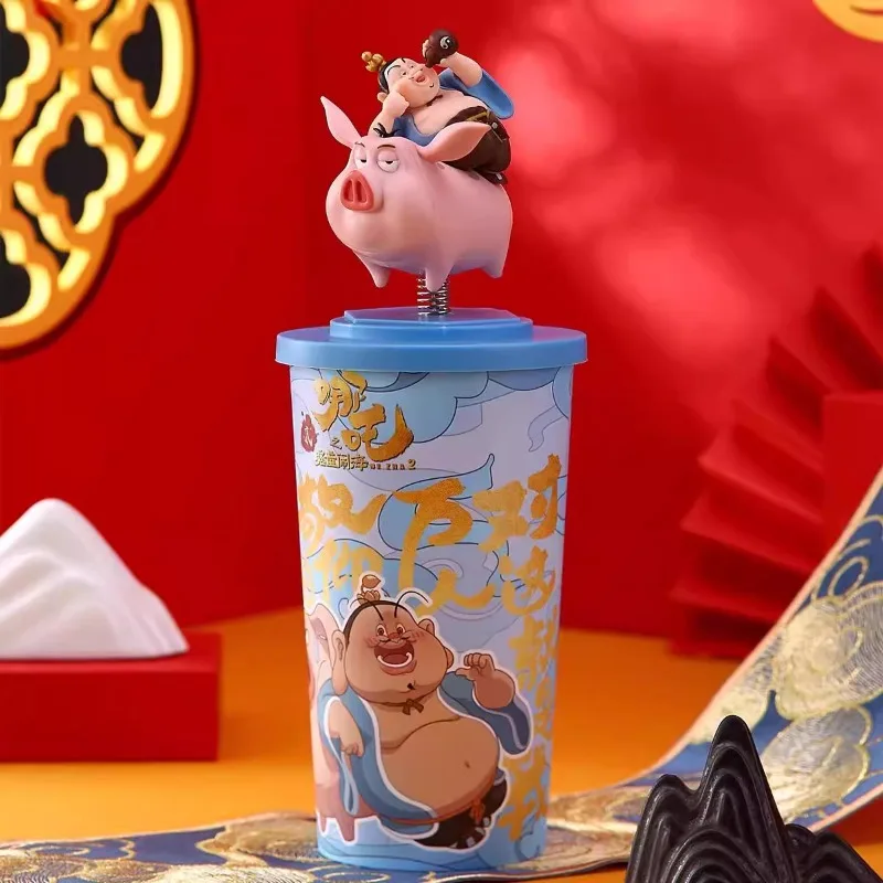 Ne Zha 2 Obrotowy Topper Cup Figurka anime Ne Zha Aobing Taiyi Figurka akcji Zabawki dla dzieci Prezenty Model kolekcjonerski Ozdoby