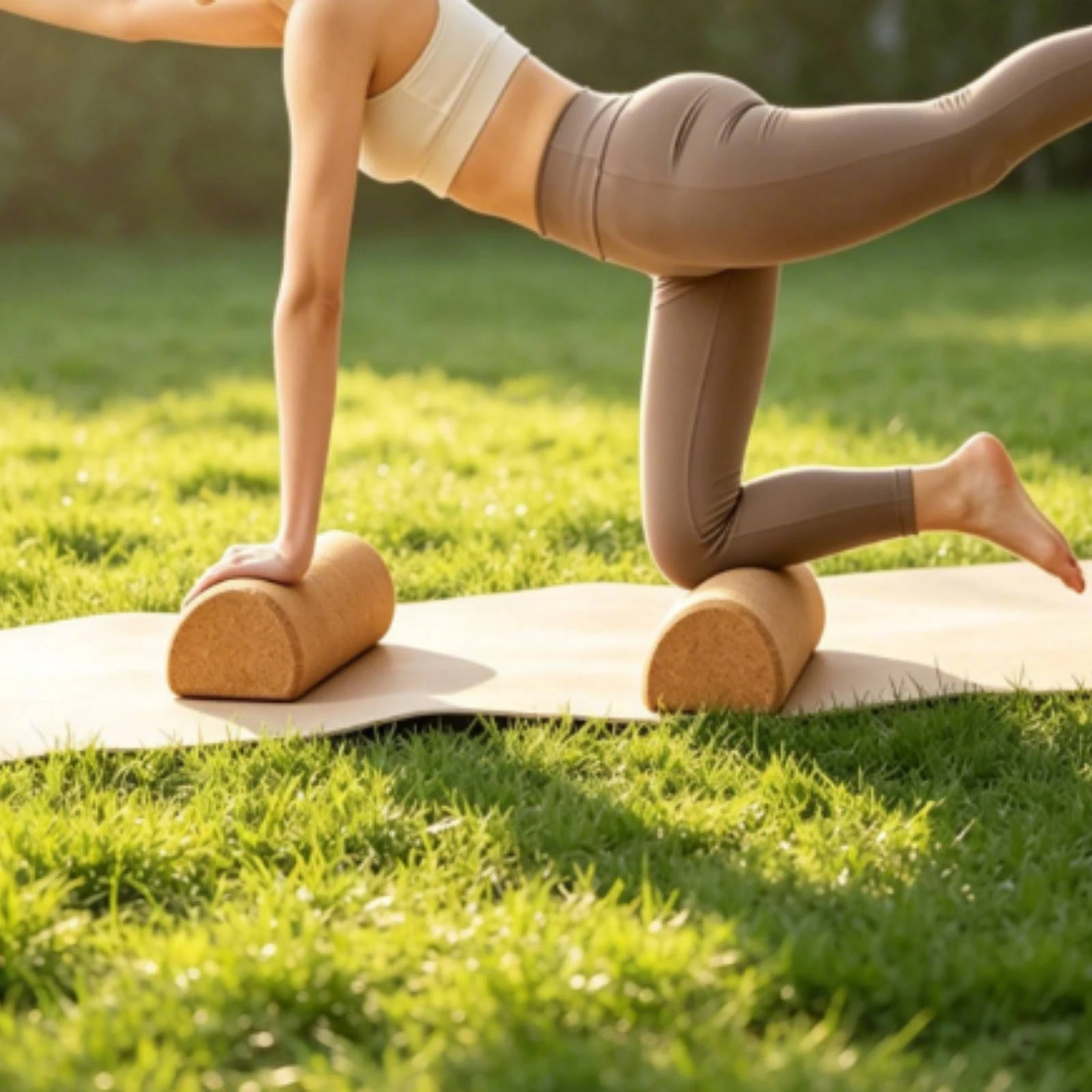 Half-Round Pilates Block Natural Cork Pilates Block Balance Balance Aid Ergonomic Exercise Equipment Sturdy for Yogis