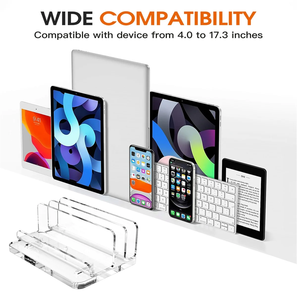 

【Last-Chance!】{Vertical Laptop Stand, Acrylic Laptop Holder Desk with Adjustable Dock, Dual Desktop Notebook Stand Fits All