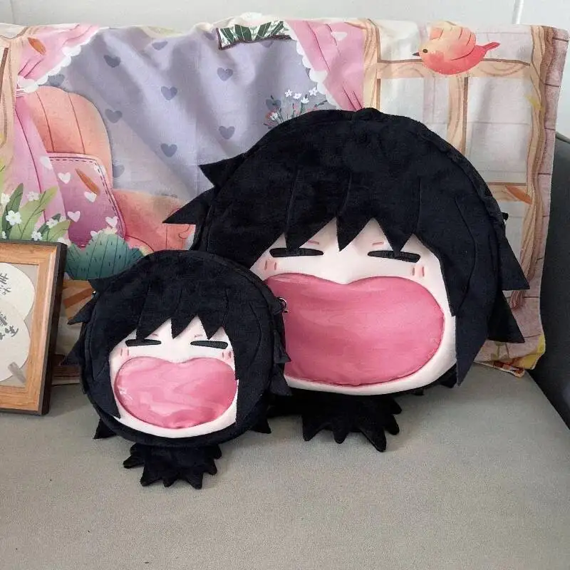 Wholesale  Tomioka Giyuu Kawaii Cosplay Lolita Girls Itbag Big Face Plush Stuffed Backpack Funny Bag Wallet Decor Fans Gift