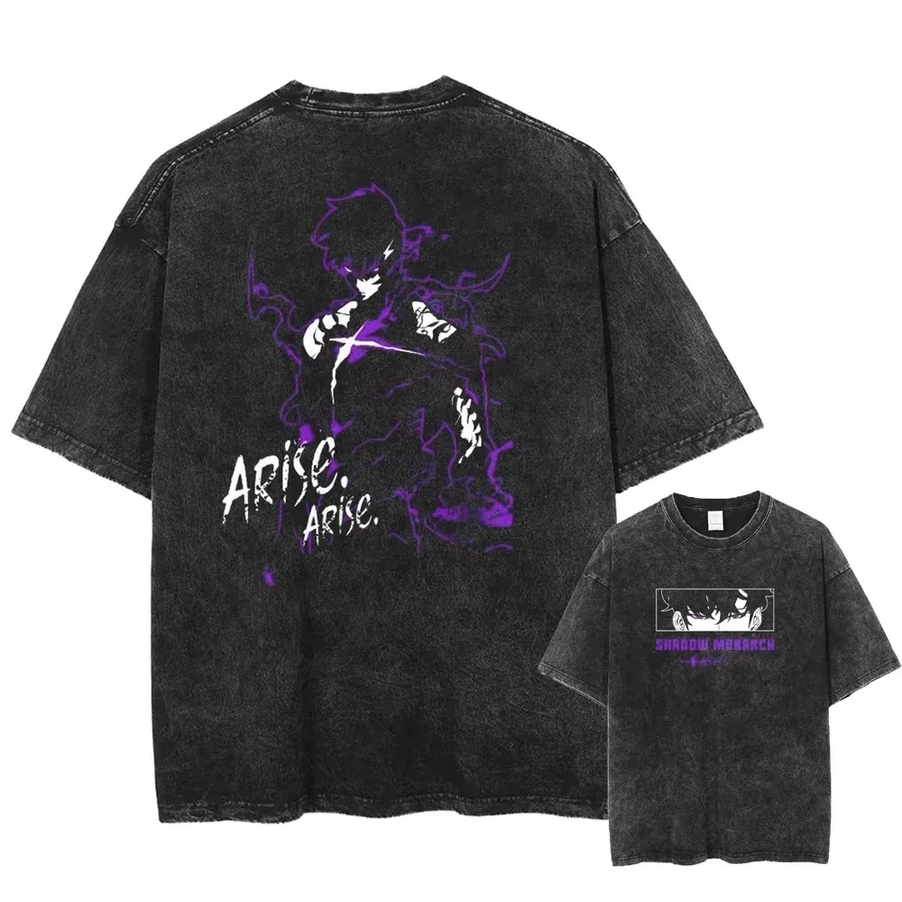 

Solo Leveling T-Shirts Merch Summer Unisex Fashion Casual Short Sleeve Tee Streetwear HipHop Vintage Wash Cotton T-shirts