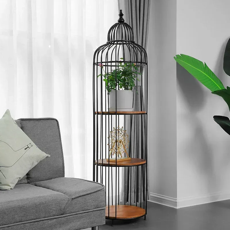 Modern Iron Art Plant Stand with Multi-layer Shelves, Decorative Bird Cage Modeling Racks for Plants, Versatile Storage Shelf