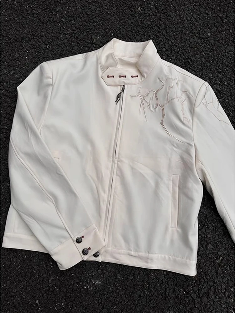 

Spring Autumn ort Baseball Sle Jaet with oulder Pads Embroidery Stand Collar Men's Faion Outerwear Youth ular