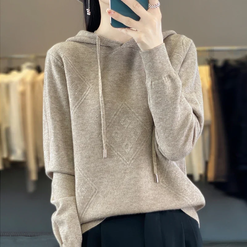 

Women Sweaters Hoodie Loose Casual Autumn/Winter Thickening Cashmere Pullovers Women's Round Neck Warm Knit Long Sleeve Top