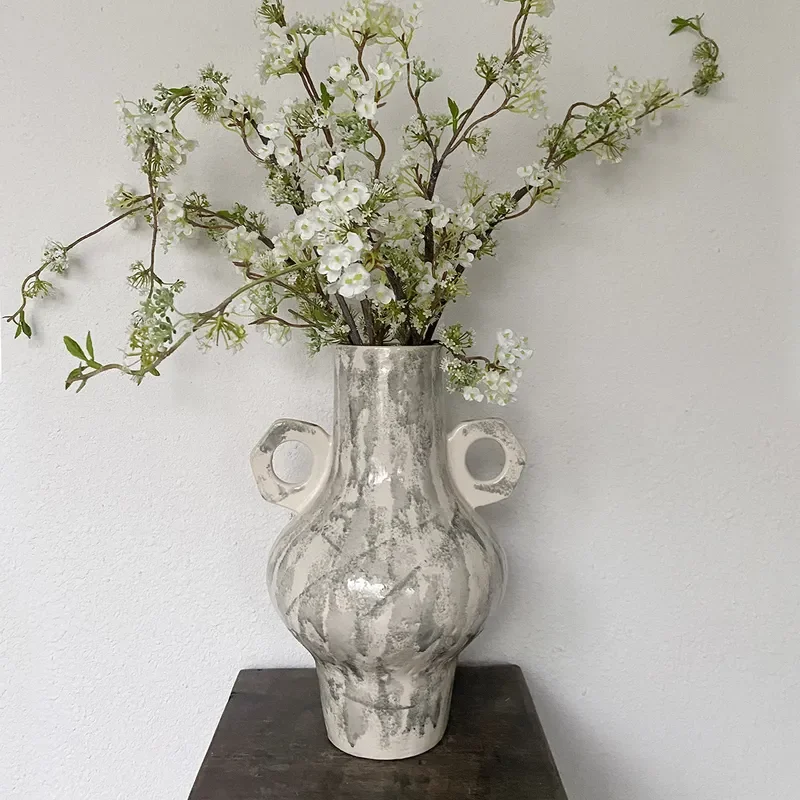for Medieval Abstract Texture Ceramic Vase Ornament Living Room Study Ceramic Jar Hydroponic Home Flower Device