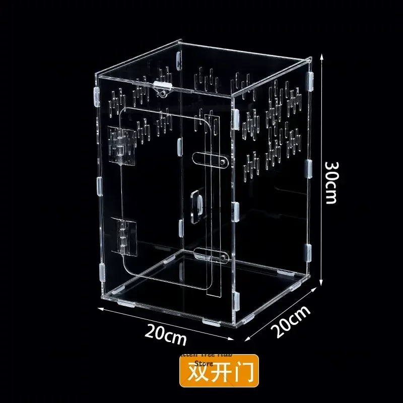 Clear Acrylic Reptile Habitat Box Landscape Feeding Case for Small Crawling Pets