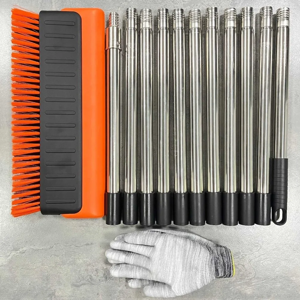 Stainless Steel Telescopic Snow Brush 149cm-401cm 4/5/6/7/8/9/10/11 sections Roof Snow Remover 2 in 1 adjustable