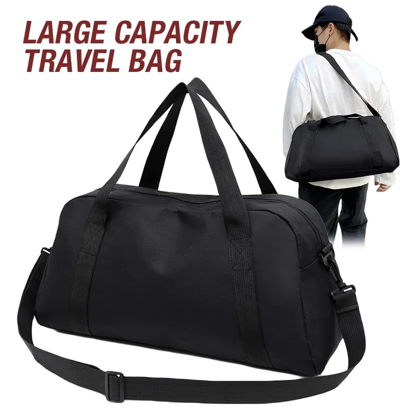 

Black Large Fashion New Weekend Short-Distance Travel Bag Foldable Men Sports Training Handbag Large Capacity Women Duffel Bag