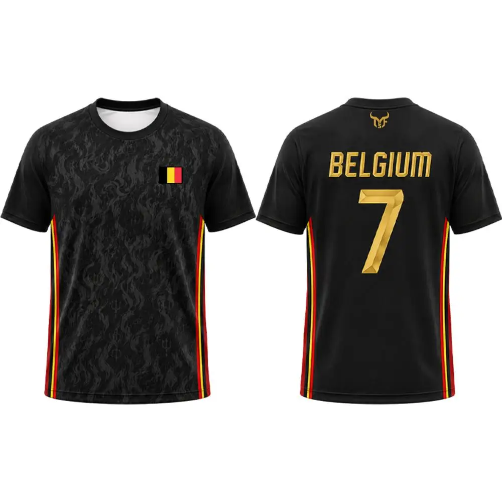 2026 New Belgium Flag Print Football Jersey Men Quick Dry Sport T-shirt Men's And Women's Casual O-neck Soccer Training Uniform - view 2