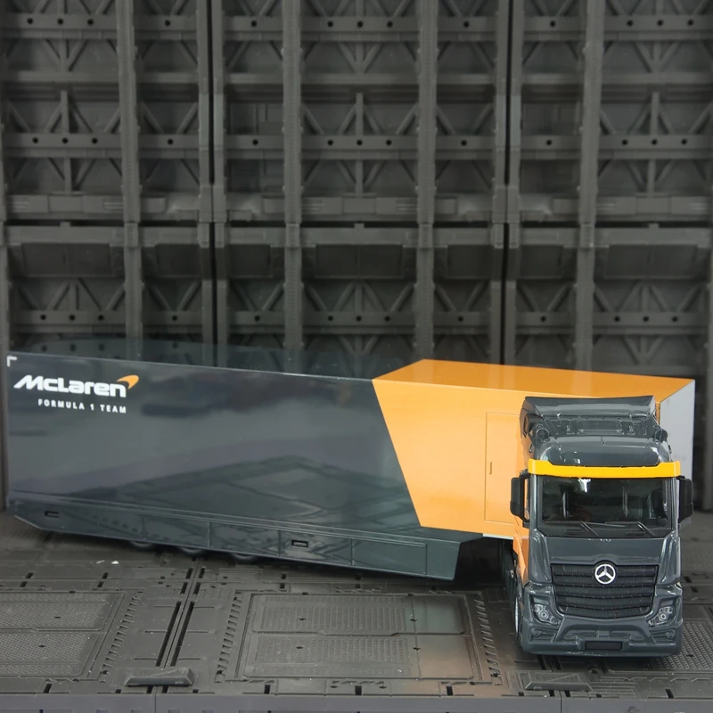 bburago-1-43-simulated-mclaren-f1-team-container-truck-with-mcl38-alloy-rally-car-model-rich-in-details-finely-crafted