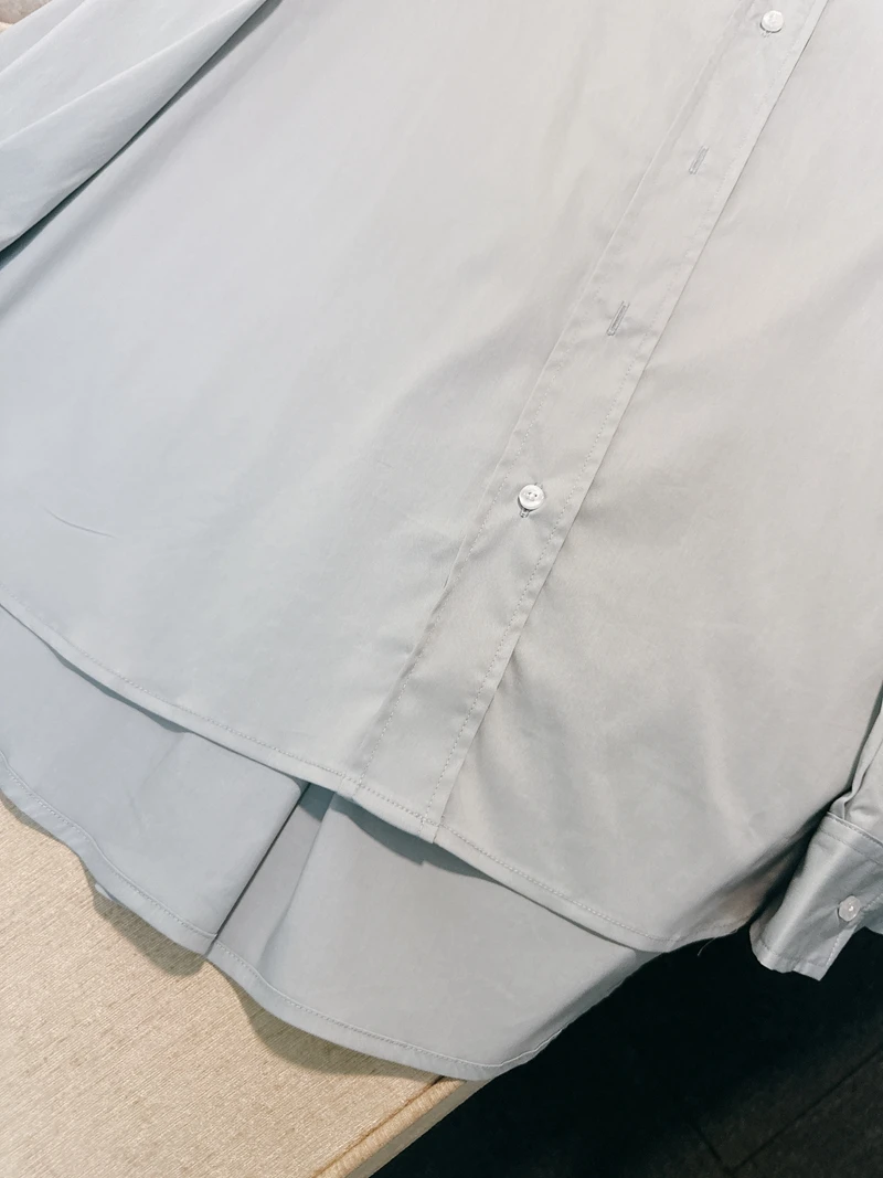 

Loose Long Sve Cotton Feel Blue Women's irt Spring Autumn New Sle Commute Sle Traditional Briti Sle Knife Sve