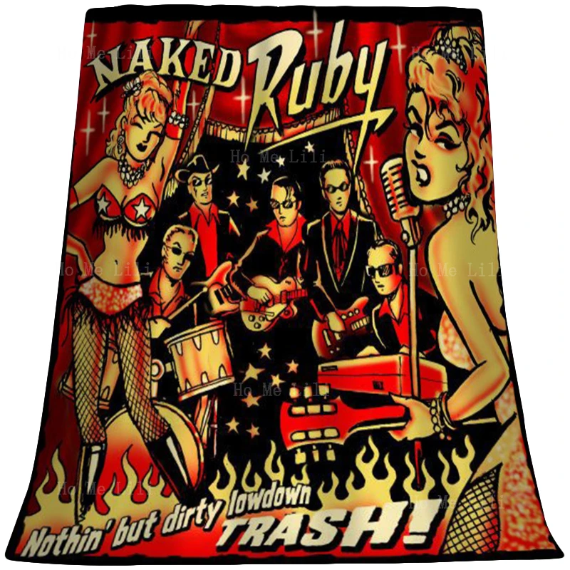 Rock Music From The Southeastern United States Retro Cowgirl Skeleton Lady Poster Flannel Blanket