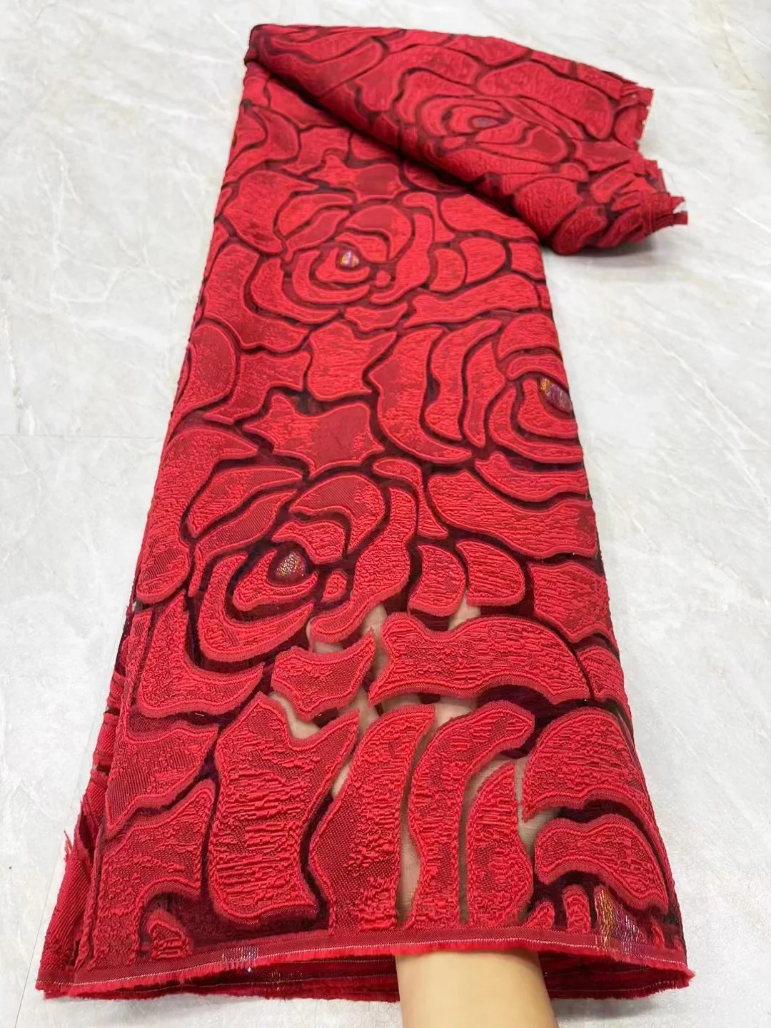 5 ياردة قماش دانتيل جاكار أبيض مادة بروكيد لخياطة فستان الحفلة الراقصة أزياء تنورة منفوشة #5