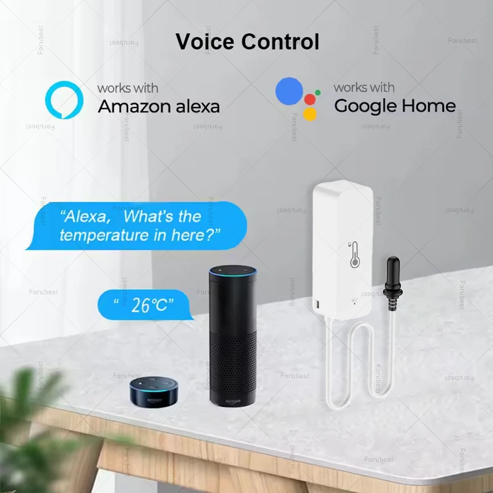 Tuya WiFi مستشعر درجة الحرارة والرطوبة مع مقياس حرارة مسبار خارجي، مراقب التطبيق، أتمتة المنزل، دعم Alexa Google Assistant #4