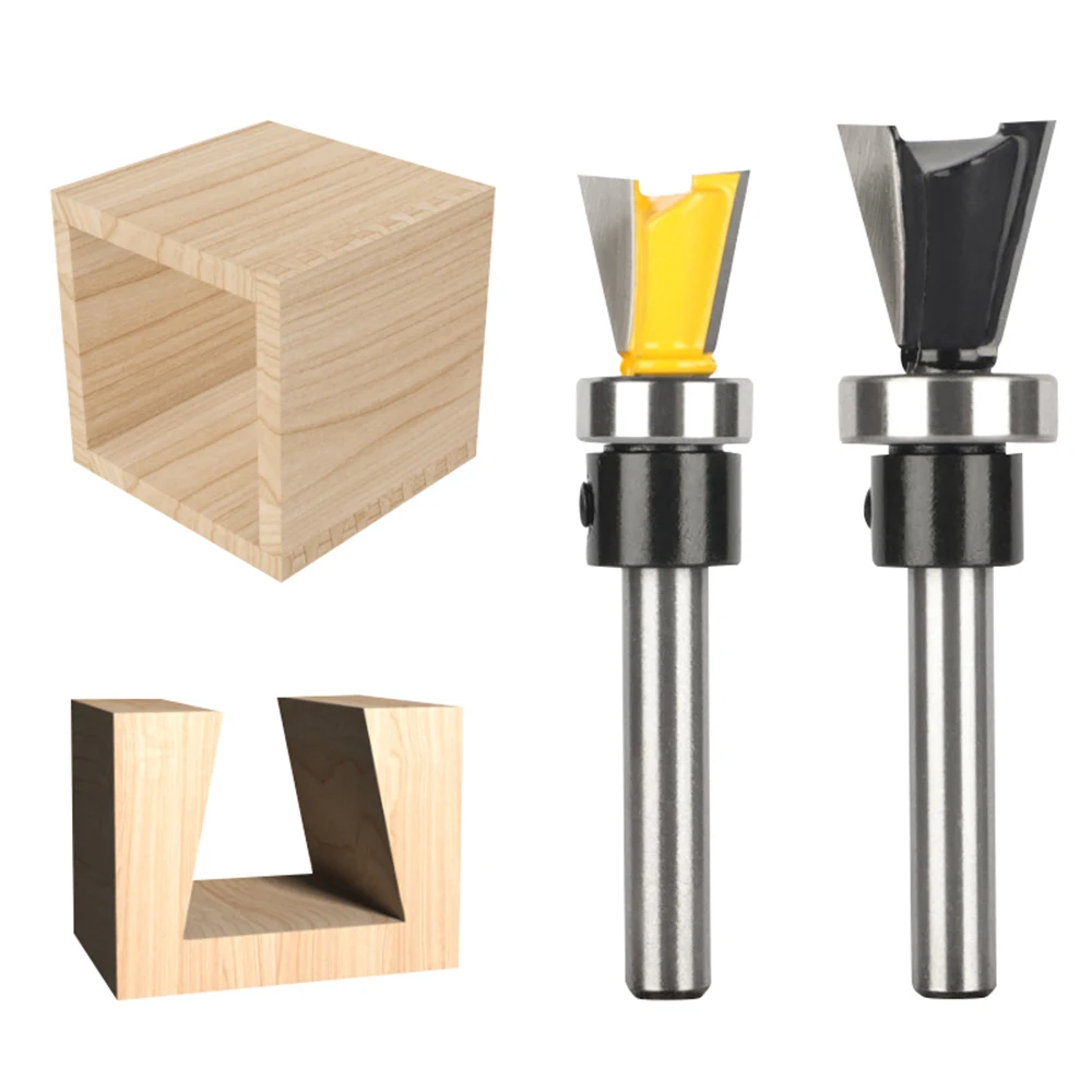 6.35mm Shank Dovetail Bit With Bottom Bearing Router Bit Carbide Cutters Woodworking Milling Cutter For Wood Bit Face Mill End M