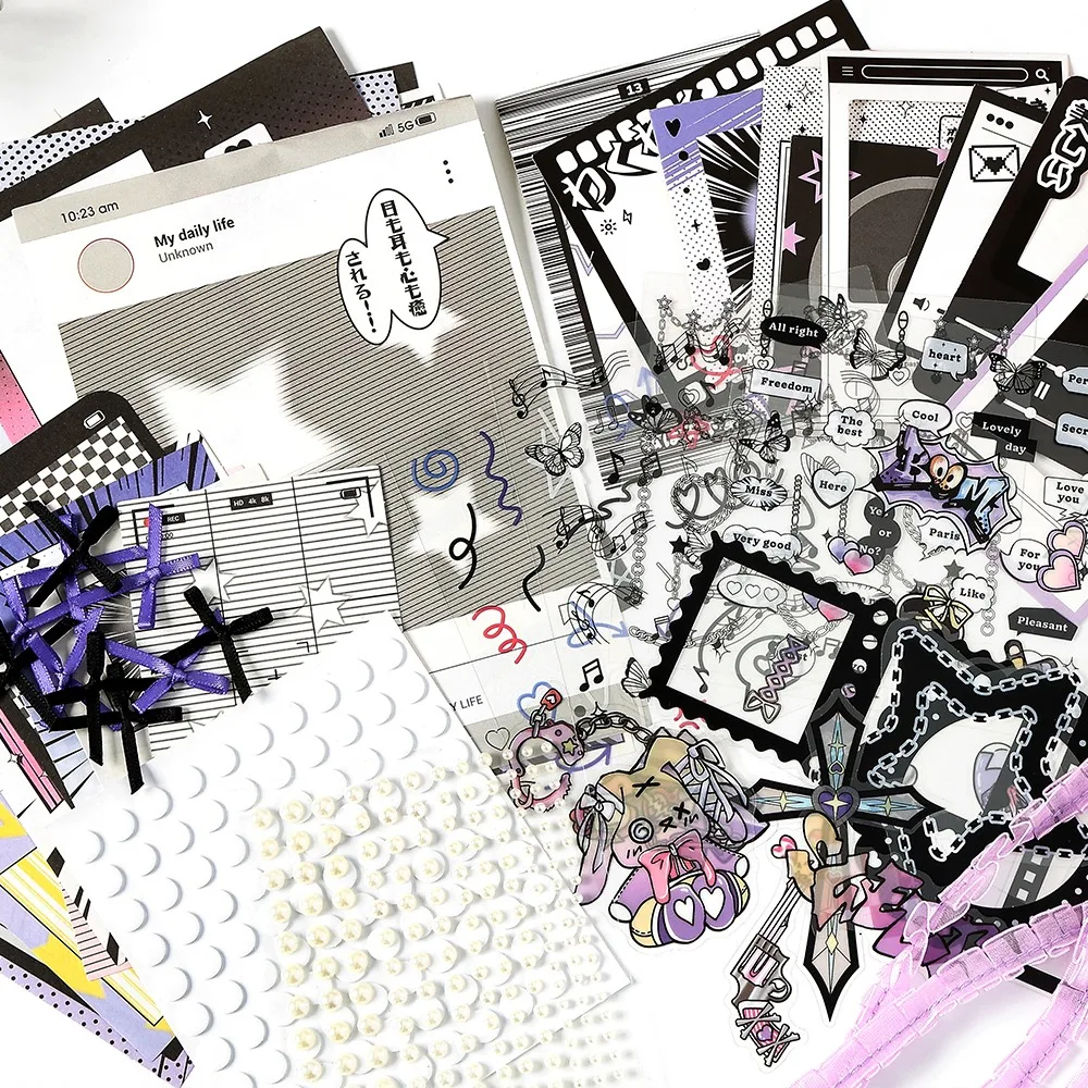 Paper Stickers DIY Itabag Insert Material Lace Ribbon Flower Itabag Decor DIY Material Creative Retro