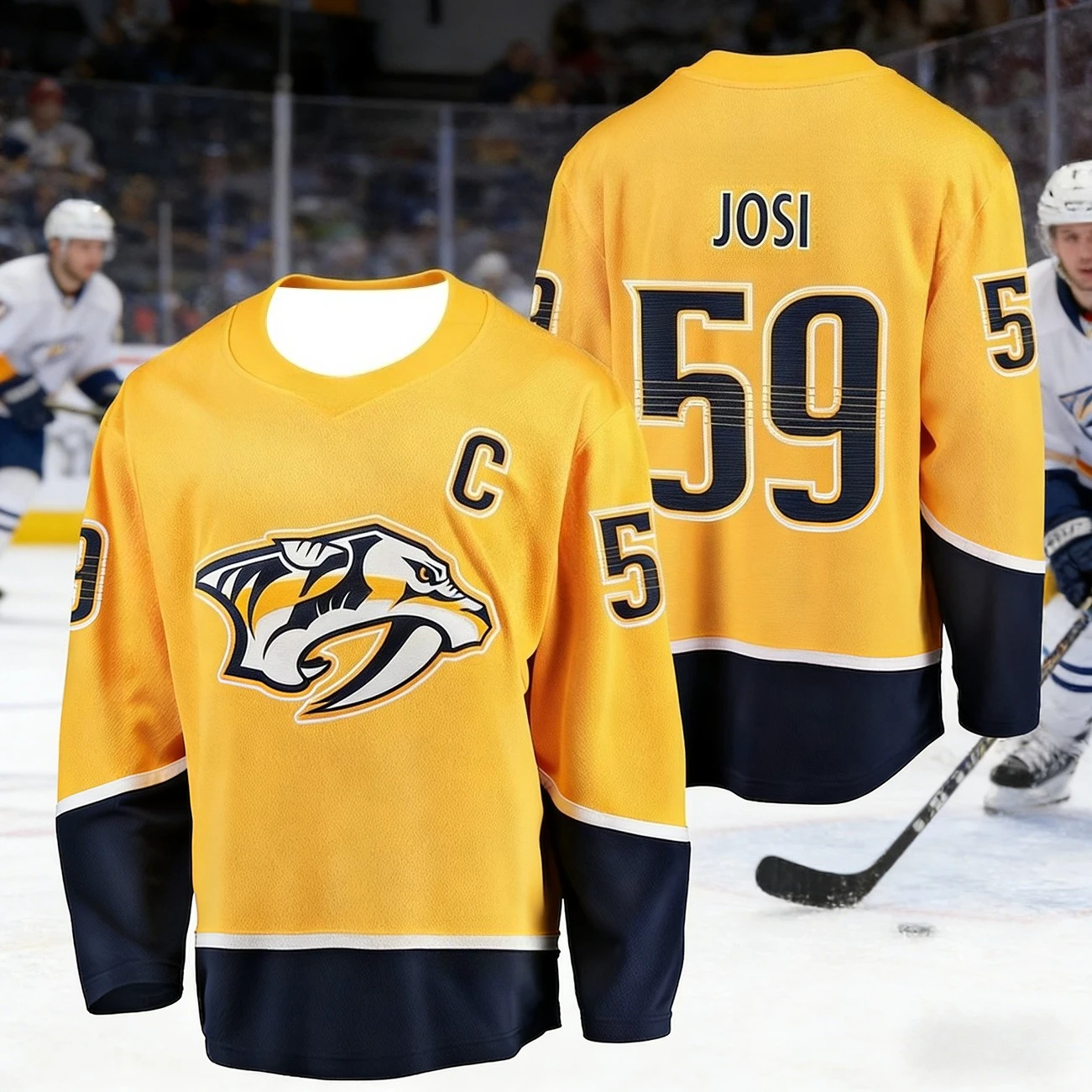2026 Men's Ice Hockey Jersey 3D Printed Animal Logo Moisture-Wicking Quick-Drying Gold Color Long-Sleeved T-Shirt Kids