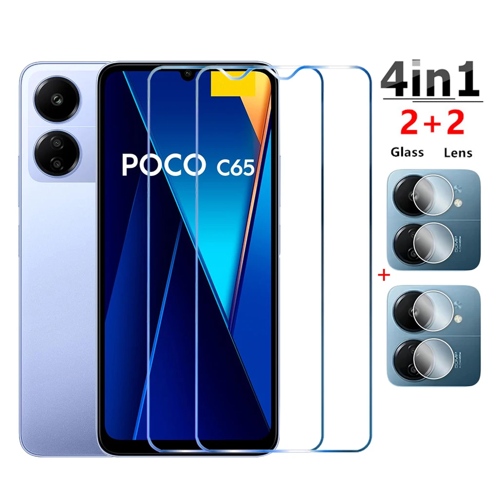 4IN1 Tempered Glass for POCO C65 C40 M6 M5 M4 Screen Protector for POCO F6 F5 F4 F3 X6 X5 X4 X3 GT Pro 5G Protective Lens Film