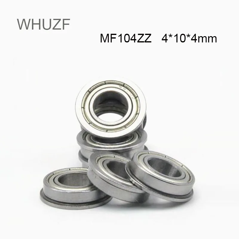 WHUZF Free Shipping 10/20/50PCS MF104ZZ Flange Bearing 4x10x4 mm ABEC-3 Miniature Flanged MF104 Z ZZ Ball Bearings