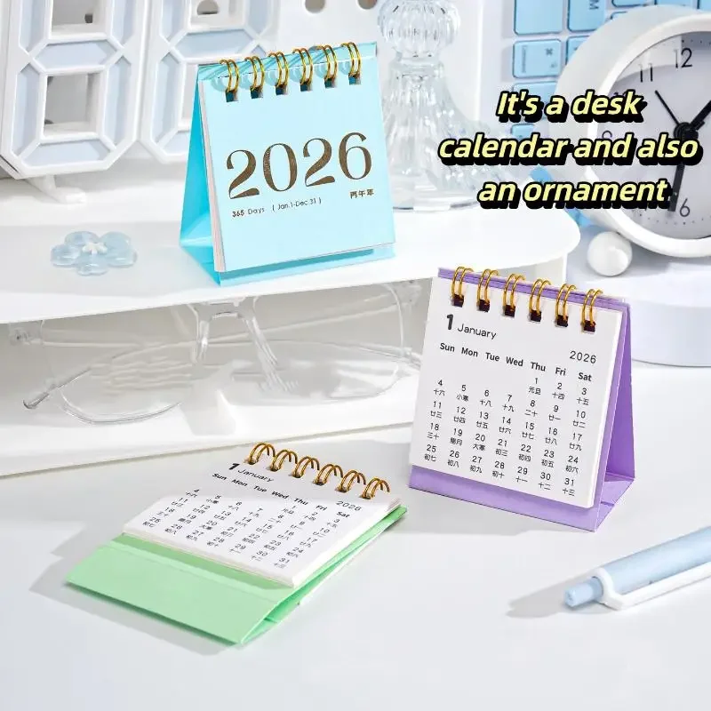 

2026 Mini Small Desk Calendar Desktop Ornament Calendar Book Creative Simple Planner Desktop Office Stationery New Year Gifts