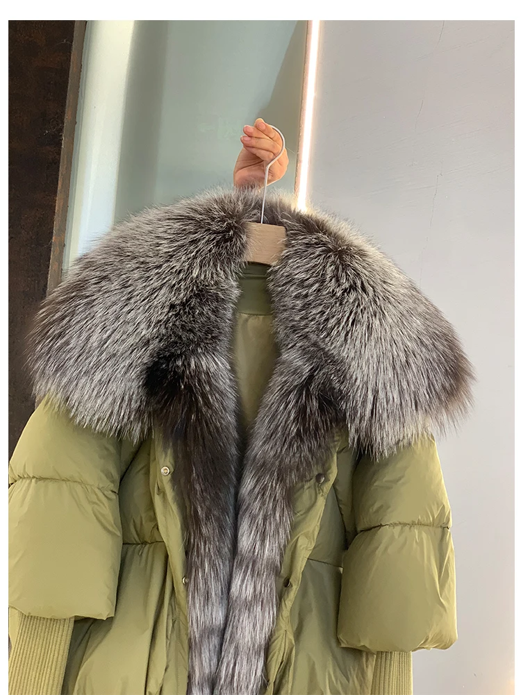 2026 Winter Real Fox Fur Collar White Duck Down Padded Down Jacket Regular Fashion Warm Big Fur Collar Women's Coat