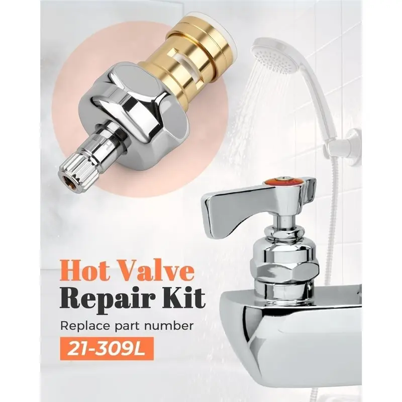 For Krowne Royal Series Faucet/Pre-Rinse Units 21-309L Hot Valve Repair Kit Featuring 1/4 Turn Cartridge No Handle