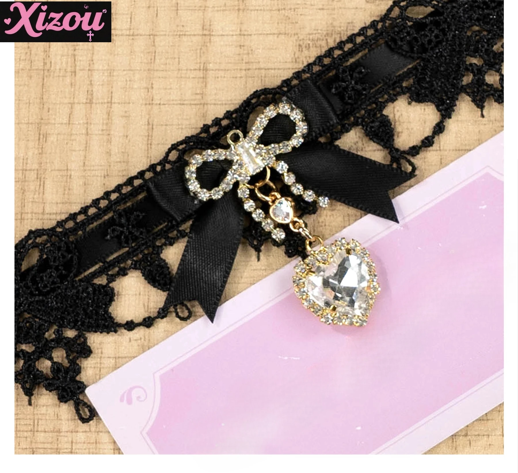 

Japanese Tianlei Series Mass-produced Lei Lei Love Rhinestone Necklace Lolita Collar Collar Sweet Cute Sweet Cool Wind Necklace