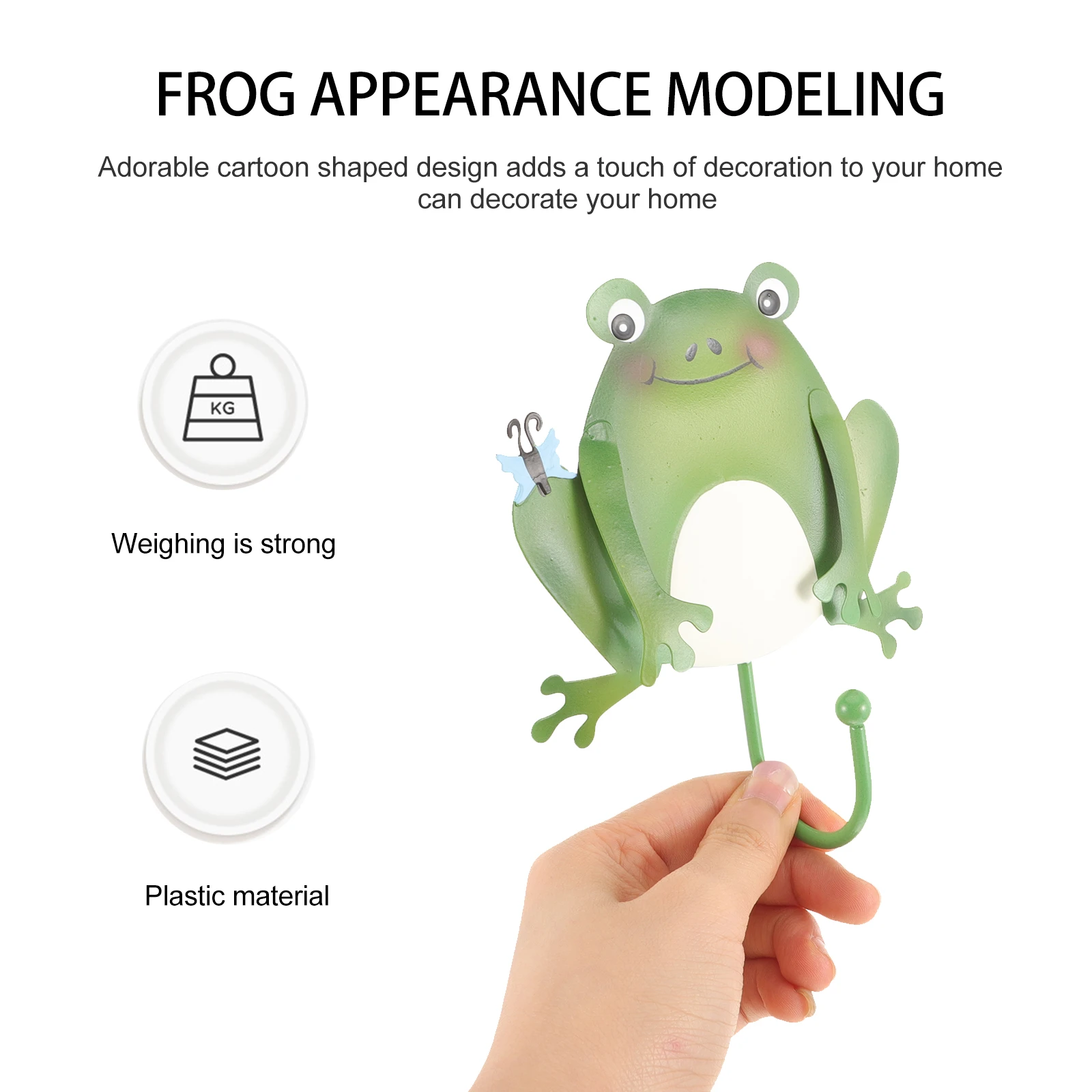 

3pcs Wall Hooks Wall Mounted Frog Shaped Key Hooks Decorative Household Hook Heavy Duty Keychain Hanger For Kitchen Bathroom