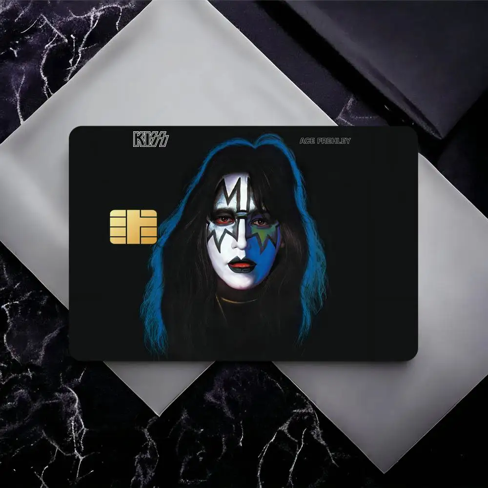 Singer A-Ace-S F-Frehley-S Card Stickers Waterproof Film skin Cover 4PCS Credit Card stickers Debit Front Decoration Bank Pass view 3