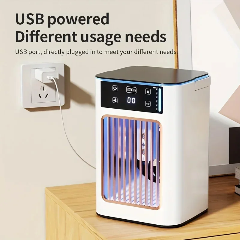 2025 جديد ترقية توربينية مكيف هواء متنقل مروحة USB سطح المكتب مبرد الهواء المنزلية الصغيرة الهواء المرطب مروحة التبريد