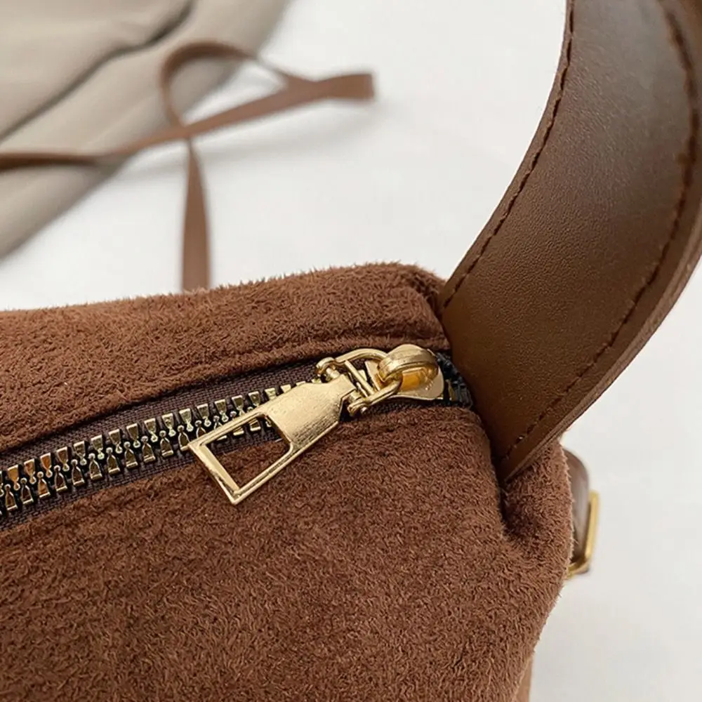 Large Capacity Suede Shoulder Bag Solid Color Korean Style Ladies Crossbody Bag Fashion Handbag Hobo Bag Autumn and Winter