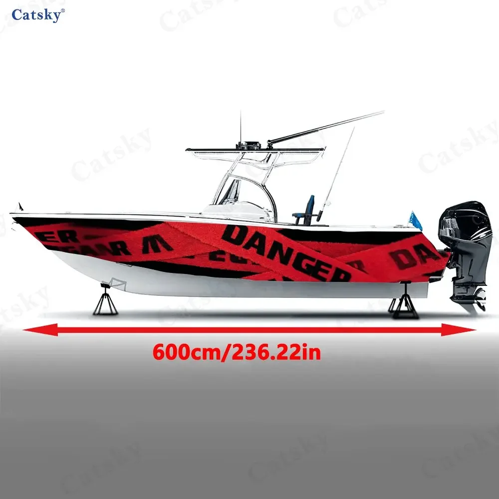 Danger Sign Trendy Boat Stickers, PVC Waterproof Durable Vinyl Wrap Decals for Fishing Boats, Durable and Stylish Design