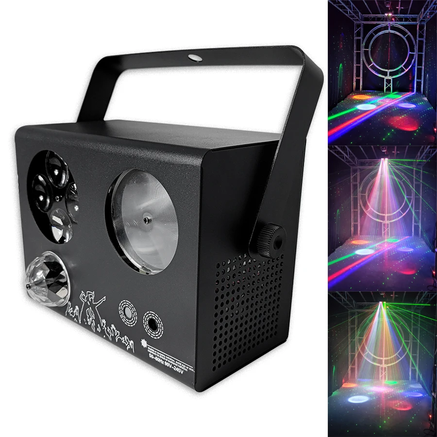 RGB LED Pattern Crystal Beam Light RG Laser Pattern Projector 4 in 1 DMX Stage Lighting DJ Disco Party Club Concert Effect Light