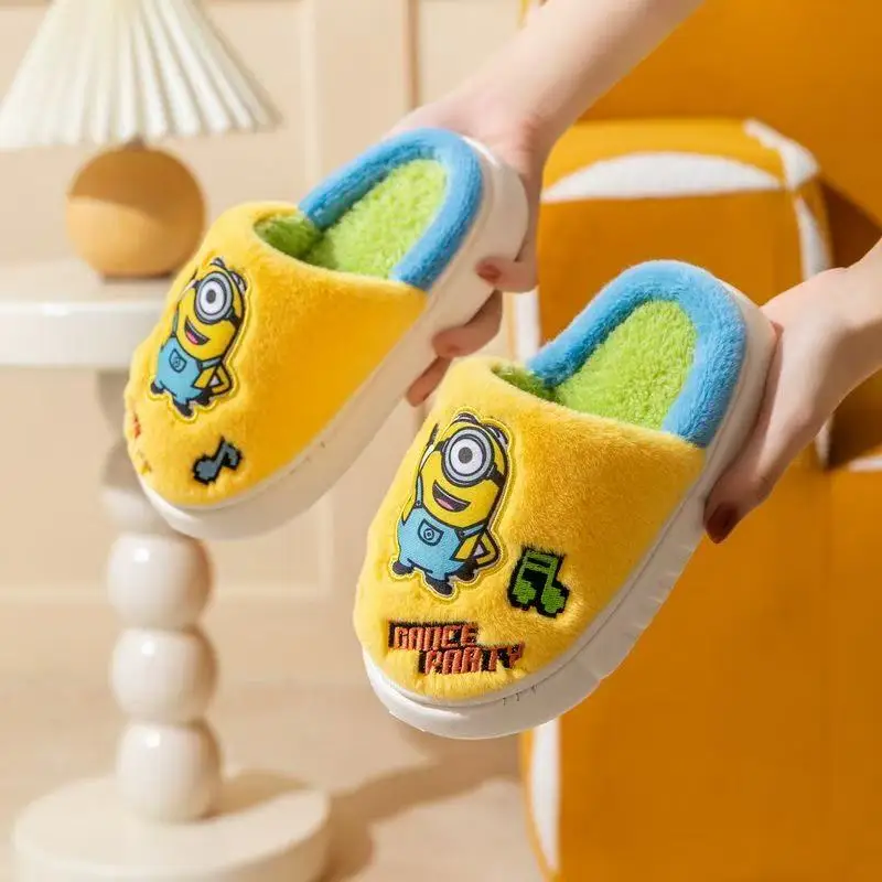

really pictures new Cartoon Minions Children's Boys winter yellow blue Thick Sole Feeling Babies grils child Slippers kids shoes