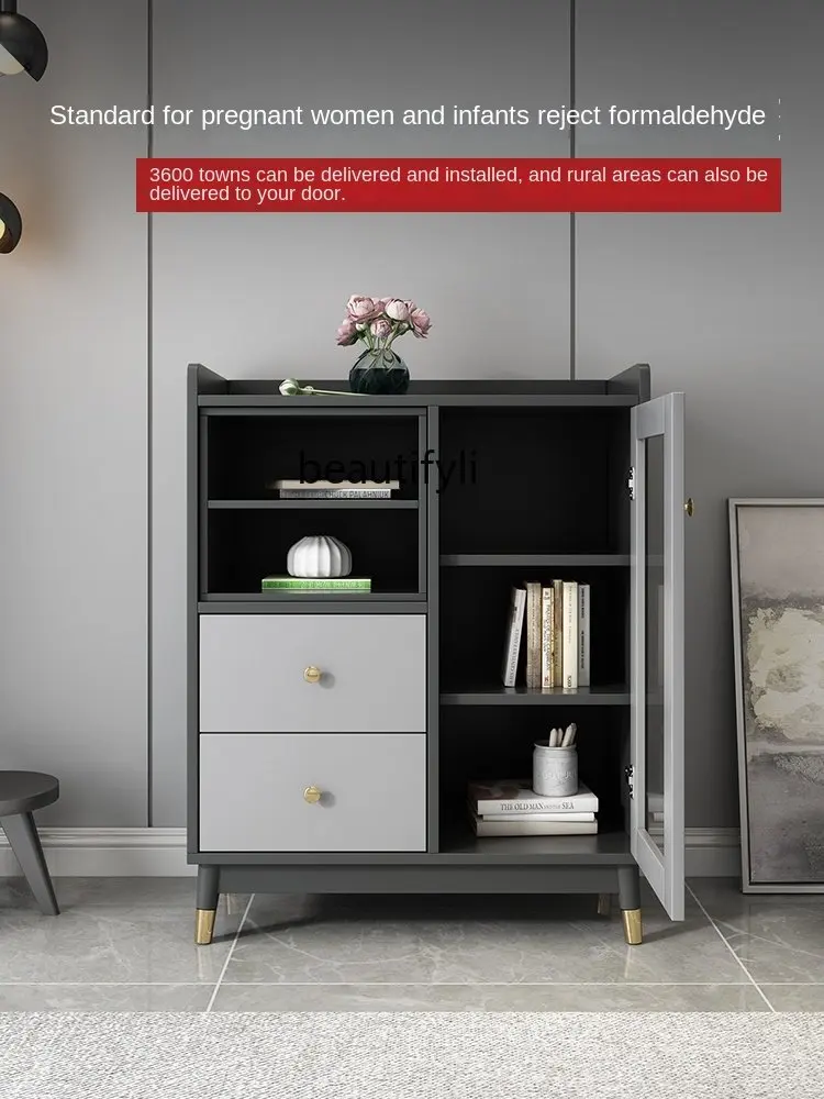 zqModern Sideboard Wine Cabinet Integrated Wall Nordic Simple Restaurant Storage Cabinet Cupboard Locker