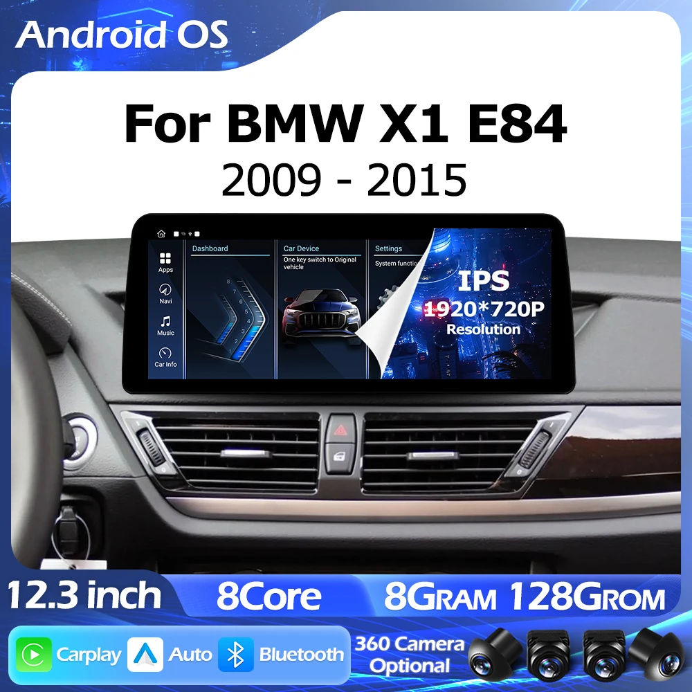 

Android 15 Wireless CarPlay 12.3 inch For BMW X1 E84 2009-2015 CIC System Lntelligent Multimedia Touch Screen GPS Auto BT WIFI