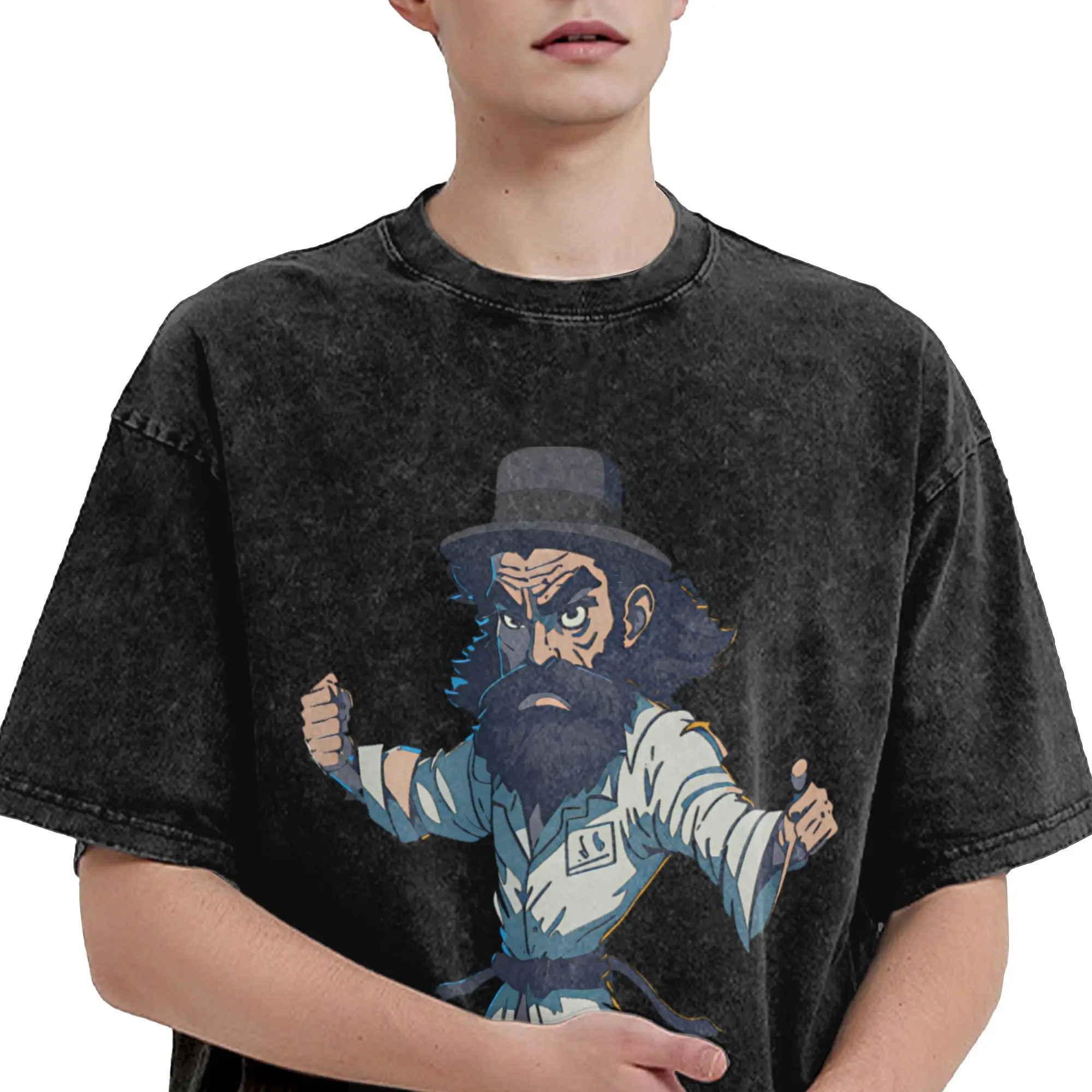 Vintage J-Jew J-Jitsu  T-Shirts for Men Round Collar Cotton Washed T Shirts  Short Sleeve Tee Shirt Unique Clothes