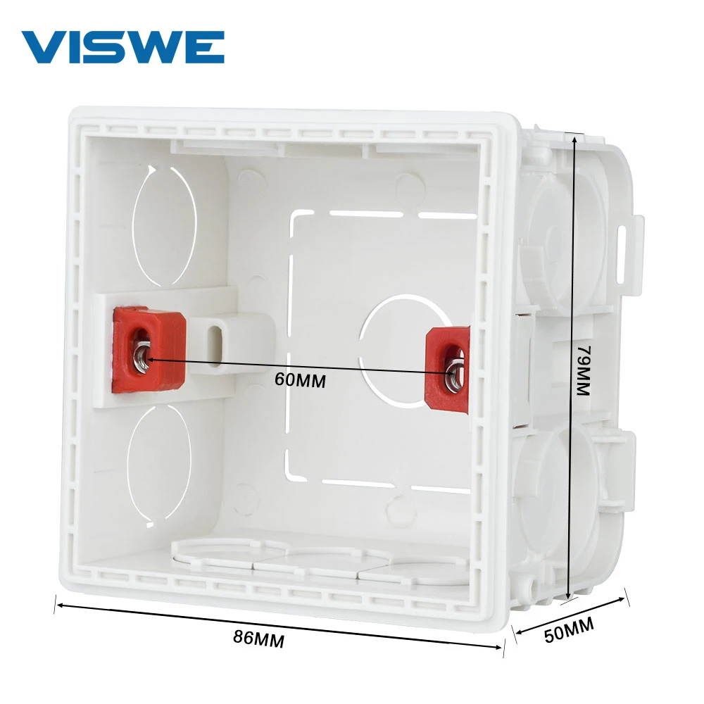 VISWE Socket Switch Adjustable Mounting Box Internal Storage box 86mm*84mm*50mm for 86 type Wall switch socket fixer blackbox