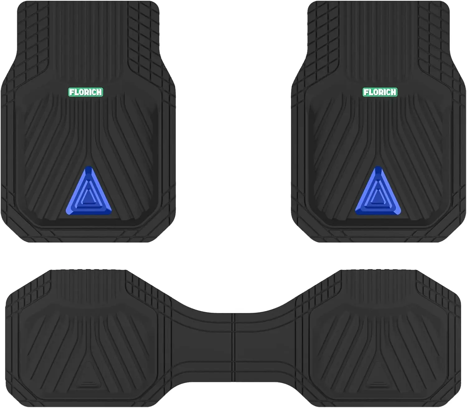 

Heavy Duty All-Weather Car Floor Mats, 3-Piece Set with Anti-Slip Backing, Universal Trim-to-Fit for Cars Trucks SUVs (Blue)