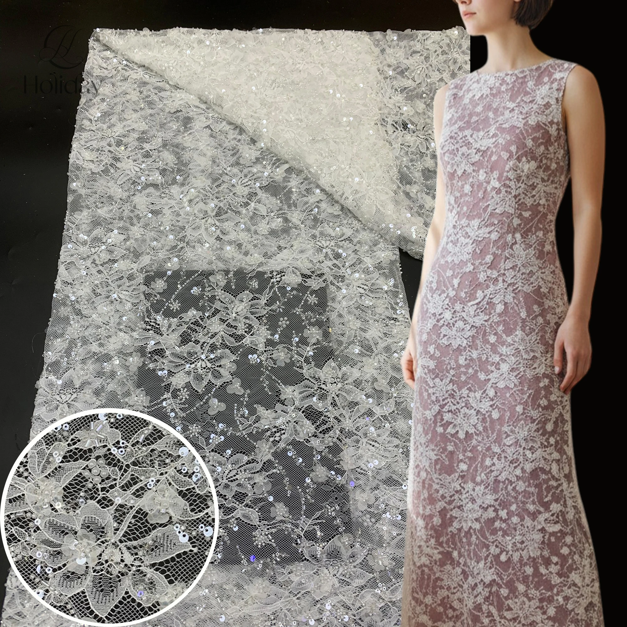 

Роскошная кружевная тесьма 3-в-1 с бисером, стразами и вышивкой для свадебных платьев, новинка 2026 года, для рукоделия