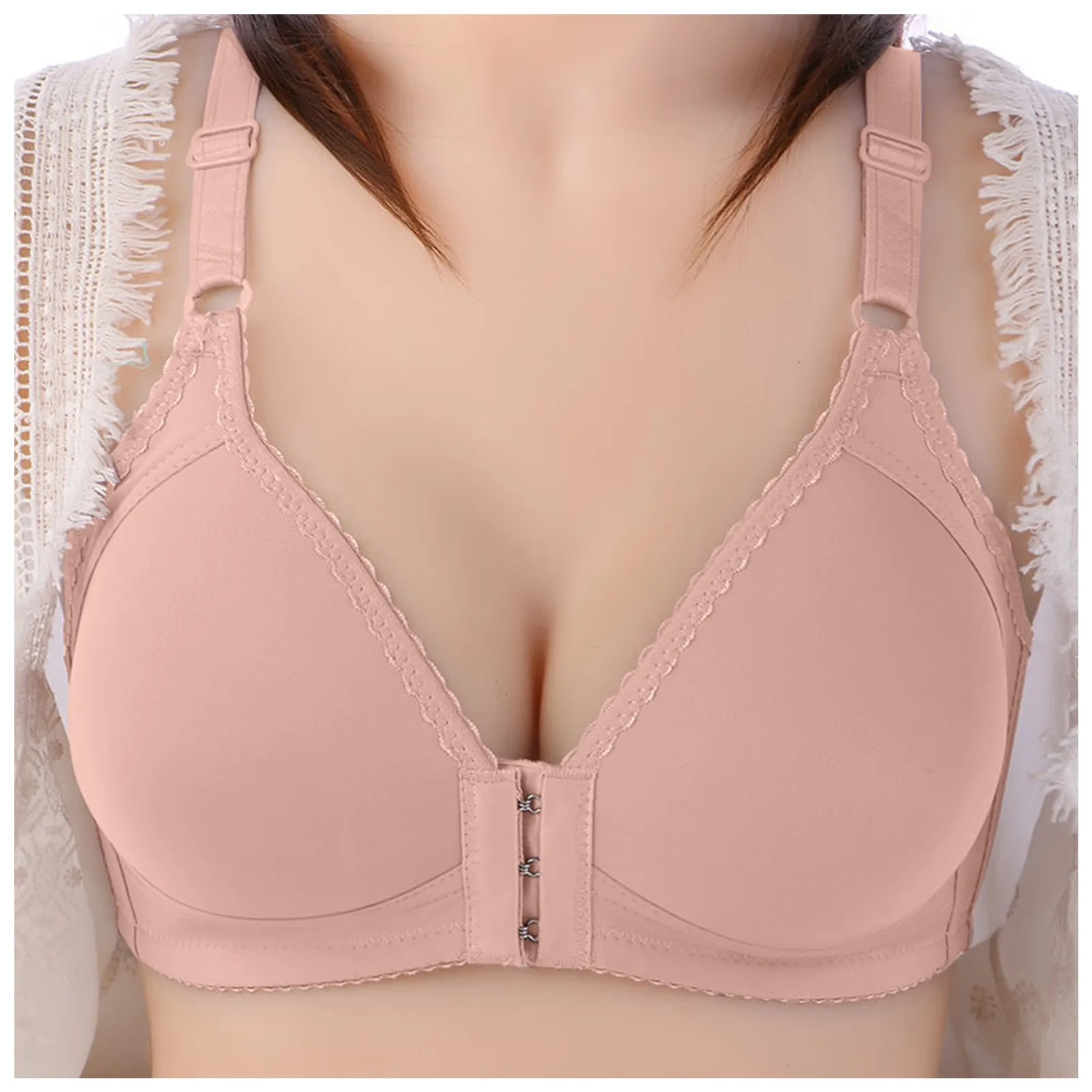 Front Button Bras Womens Underwire Push Up Underwear Large Bralette Wireless Breathable Brassiere Ladies Comfortable Sports Bras